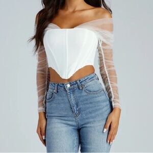 NWT white corset top with sleeves